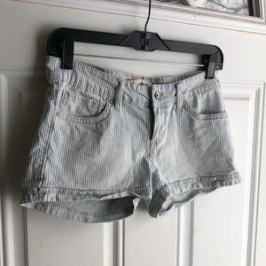 Levi’s Blue & White Pinstripe Shorty Shorts